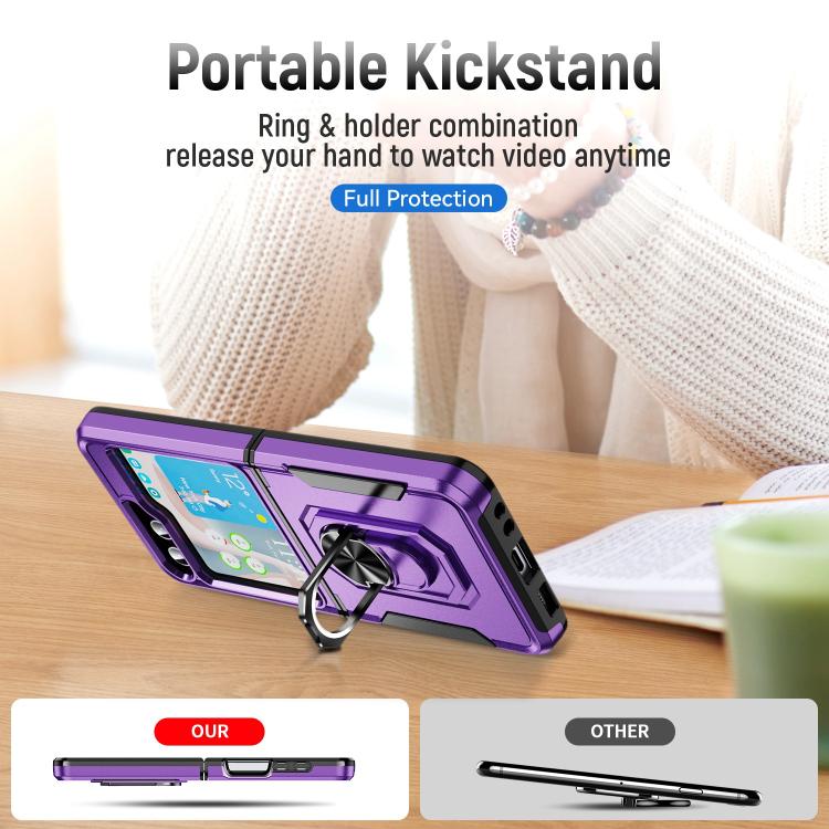 For Samsung Galaxy Z Flip6 5G Pioneer Armor Heavy Duty PC Hybrid TPU Phone Case with Holder