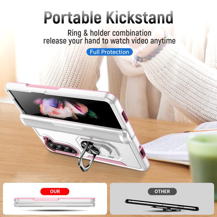 For Samsung Galaxy Z Fold5 5G Pioneer Armor Heavy Duty PC Hybrid TPU Phone Case with Holder