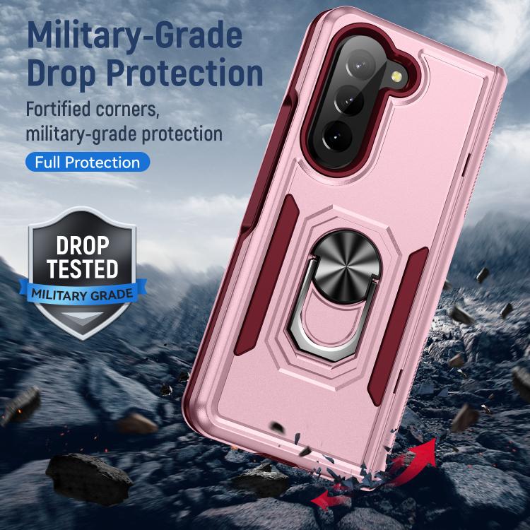 For Samsung Galaxy Z Fold5 5G Pioneer Armor Heavy Duty PC Hybrid TPU Phone Case with Holder