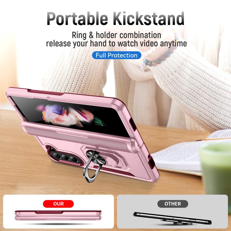 For Samsung Galaxy Z Fold5 5G Pioneer Armor Heavy Duty PC Hybrid TPU Phone Case with Holder