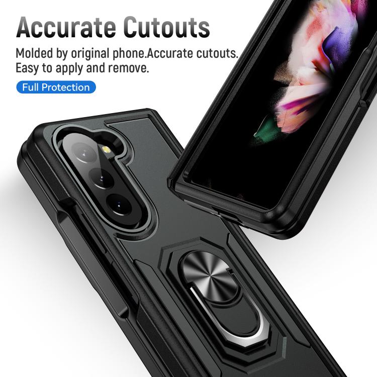 For Samsung Galaxy Z Fold5 5G Pioneer Armor Heavy Duty PC Hybrid TPU Phone Case with Holder