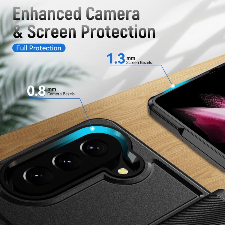 For Samsung Galaxy Z Fold5 5G Pioneer Armor Heavy Duty PC Hybrid TPU Phone Case with Holder