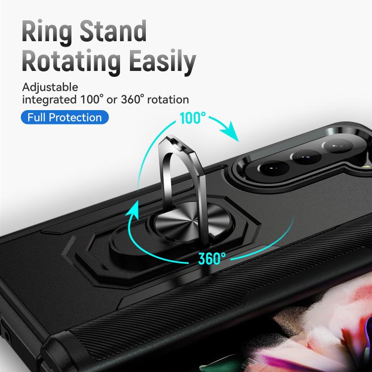 For Samsung Galaxy Z Fold5 5G Pioneer Armor Heavy Duty PC Hybrid TPU Phone Case with Holder