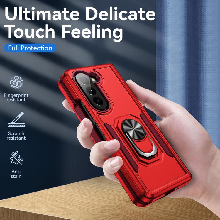 For Samsung Galaxy Z Fold5 5G Pioneer Armor Heavy Duty PC Hybrid TPU Phone Case with Holder