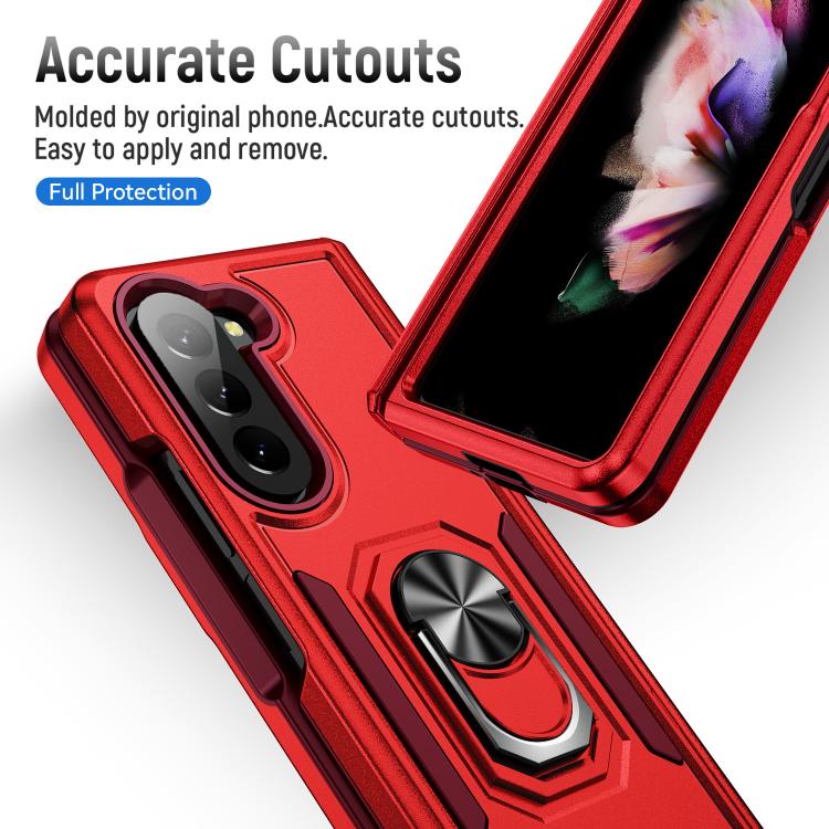 For Samsung Galaxy Z Fold5 5G Pioneer Armor Heavy Duty PC Hybrid TPU Phone Case with Holder