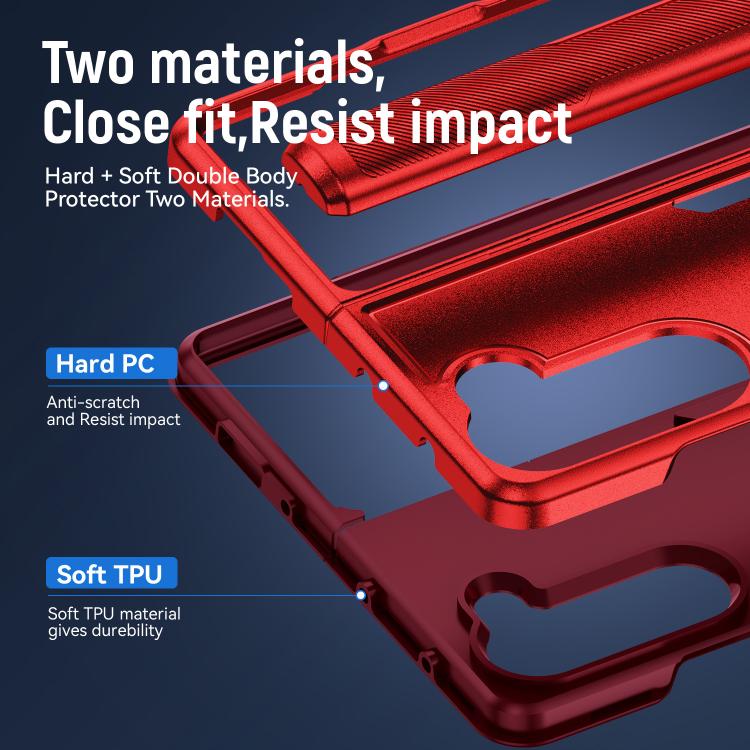 For Samsung Galaxy Z Fold5 5G Pioneer Armor Heavy Duty PC Hybrid TPU Phone Case with Holder