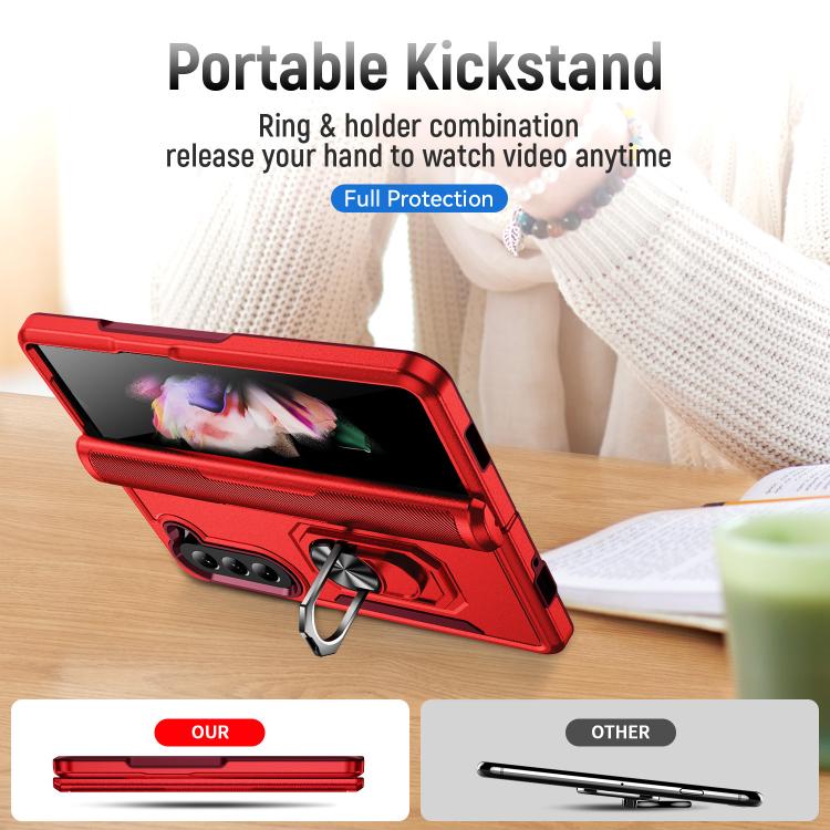 For Samsung Galaxy Z Fold5 5G Pioneer Armor Heavy Duty PC Hybrid TPU Phone Case with Holder