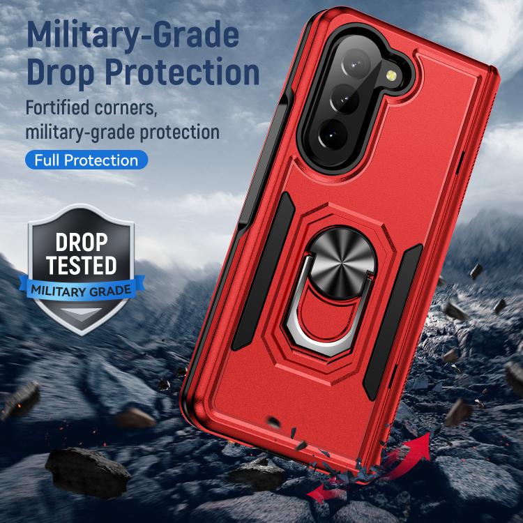 For Samsung Galaxy Z Fold5 5G Pioneer Armor Heavy Duty PC Hybrid TPU Phone Case with Holder