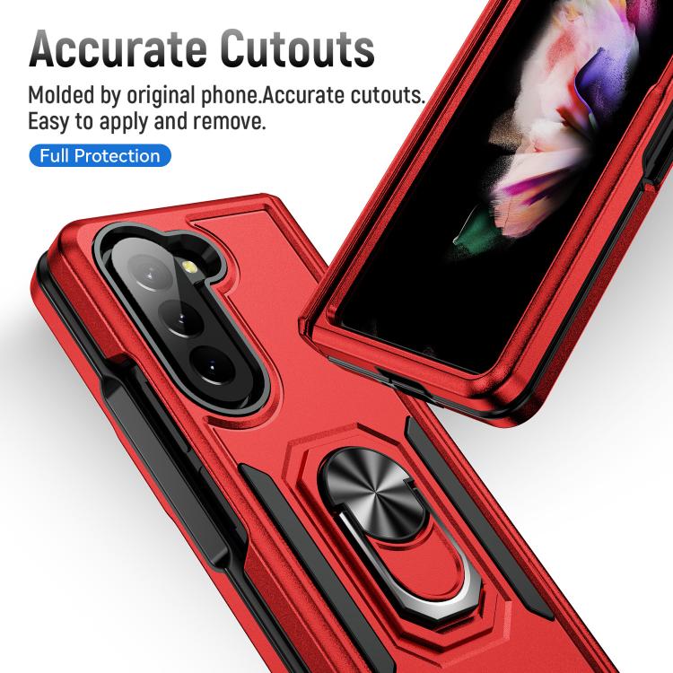 For Samsung Galaxy Z Fold5 5G Pioneer Armor Heavy Duty PC Hybrid TPU Phone Case with Holder