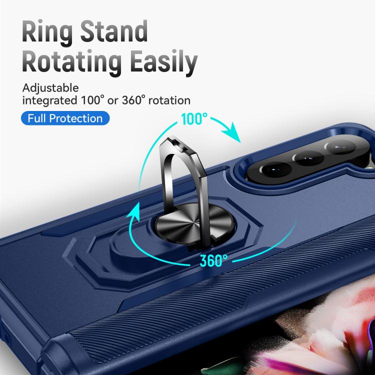 For Samsung Galaxy Z Fold5 5G Pioneer Armor Heavy Duty PC Hybrid TPU Phone Case with Holder