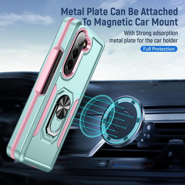 For Samsung Galaxy Z Fold5 5G Pioneer Armor Heavy Duty PC Hybrid TPU Phone Case with Holder