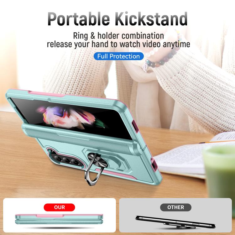 For Samsung Galaxy Z Fold5 5G Pioneer Armor Heavy Duty PC Hybrid TPU Phone Case with Holder