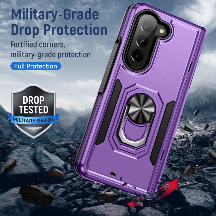 For Samsung Galaxy Z Fold5 5G Pioneer Armor Heavy Duty PC Hybrid TPU Phone Case with Holder
