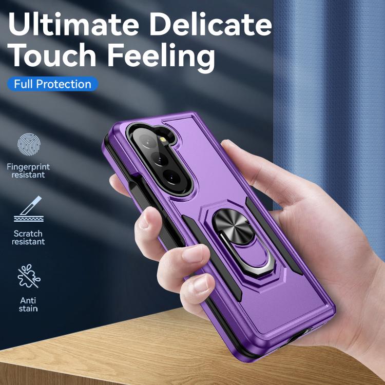 For Samsung Galaxy Z Fold5 5G Pioneer Armor Heavy Duty PC Hybrid TPU Phone Case with Holder