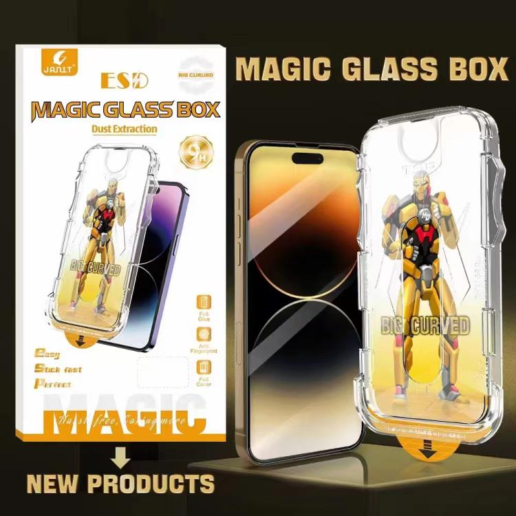 For iPhone 16 Plus Easy Install Dust-proof Armor Tempered Glass Film
