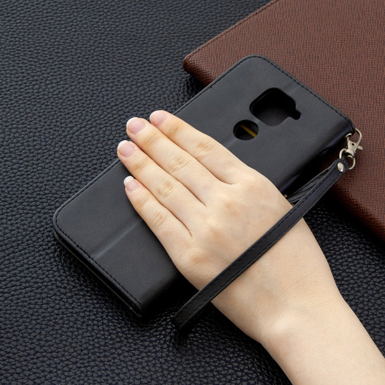 For Xiaomi Redmi Note 9 Retro Lambskin Texture Pure Color Horizontal Flip PU Leather Case with Holder & Card Slots & Wallet & Lanyard