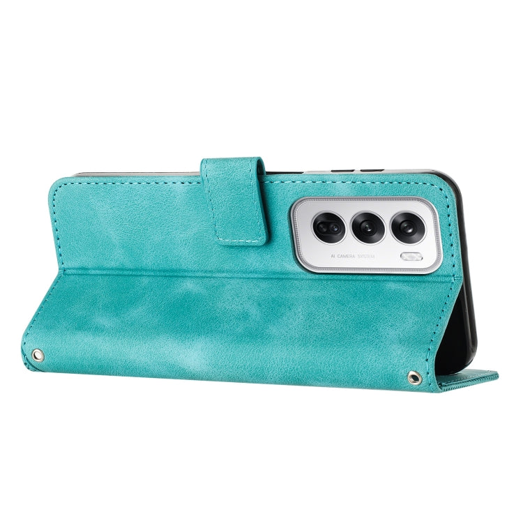 For OPPO Reno12 5G Global Dream Triangle Leather Phone Case with Lanyard