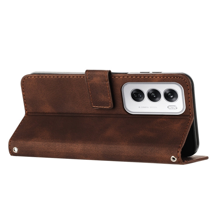 For OPPO Reno12 5G Global Dream Triangle Leather Phone Case with Lanyard