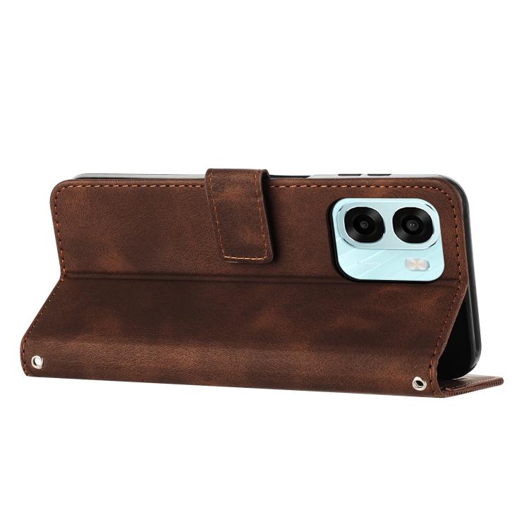 For OPPO A6x 5G / A6 5G Dream Triangle Leather Phone Case with Lanyard