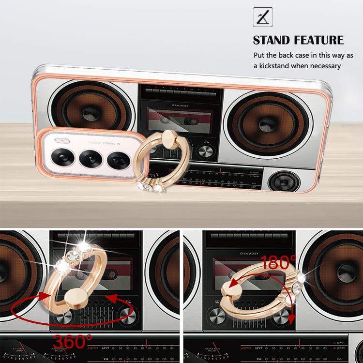 For OPPO Reno12 Global Electroplating Dual-side IMD Phone Case with Ring Holder