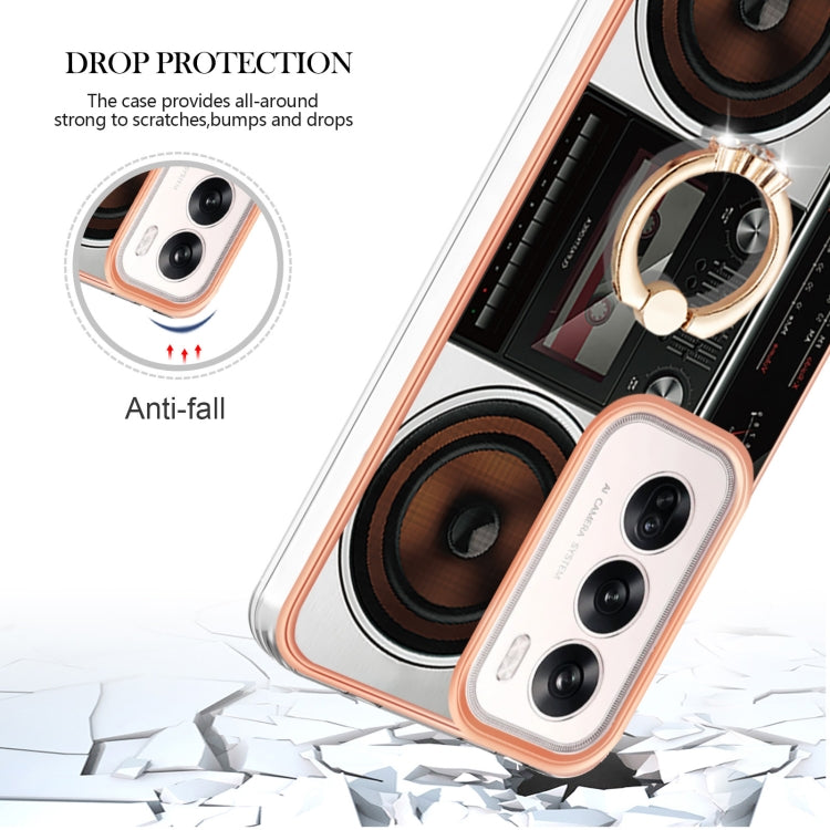 For OPPO Reno12 Global Electroplating Dual-side IMD Phone Case with Ring Holder
