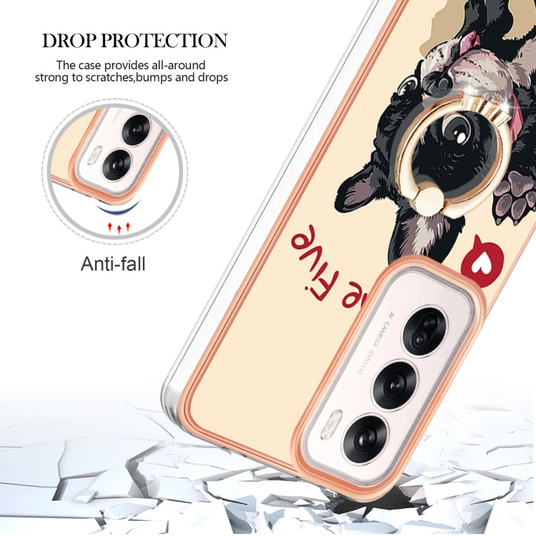 For OPPO Reno12 Global Electroplating Dual-side IMD Phone Case with Ring Holder