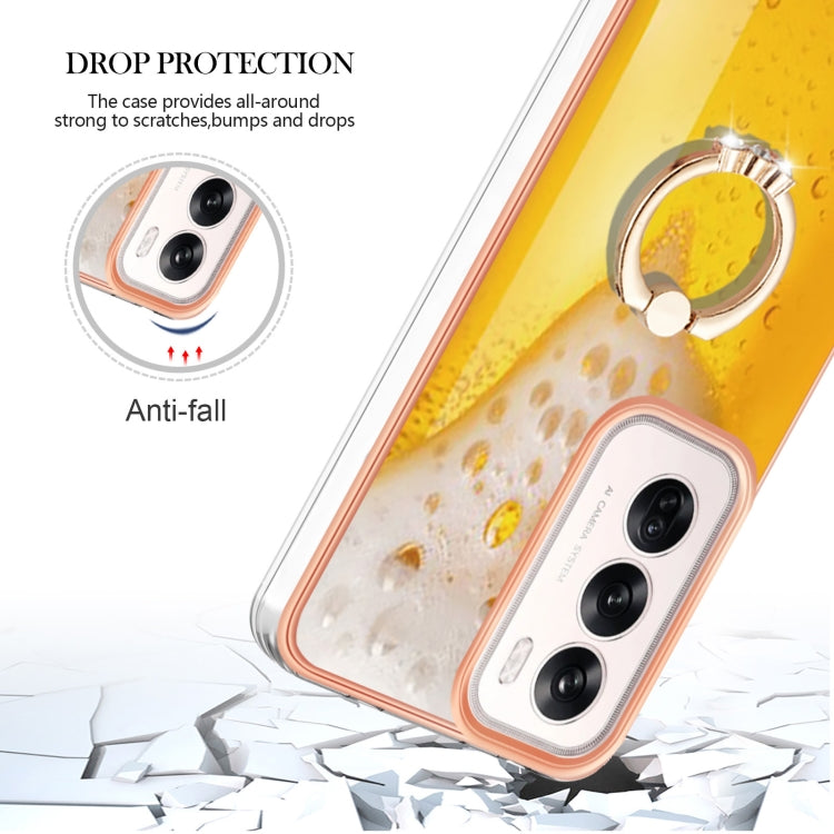 For OPPO Reno12 Global Electroplating Dual-side IMD Phone Case with Ring Holder