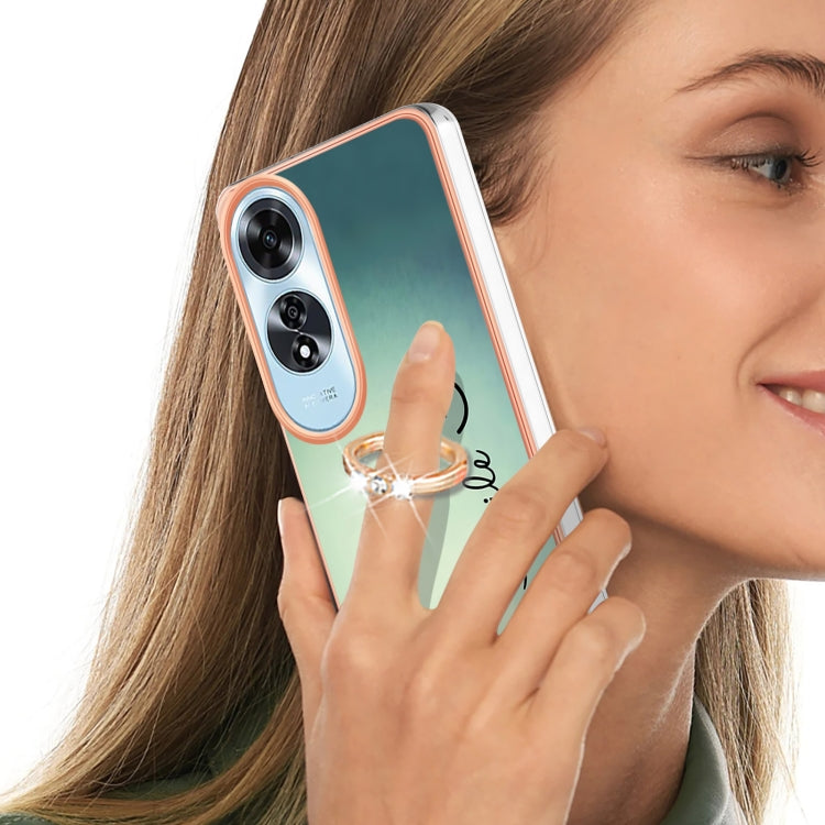 For OPPO A60 Electroplating Dual-side IMD Phone Case with Ring Holder