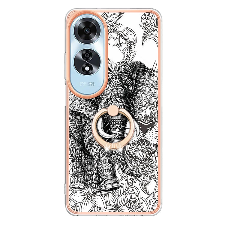For OPPO A60 Electroplating Dual-side IMD Phone Case with Ring Holder