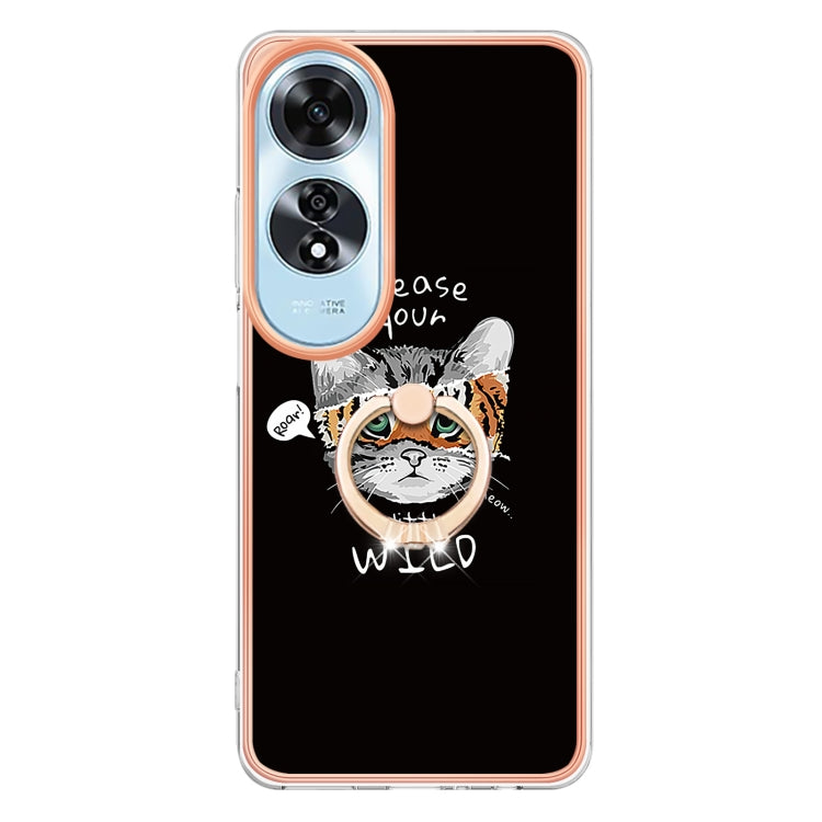 For OPPO A60 Electroplating Dual-side IMD Phone Case with Ring Holder