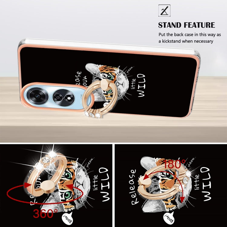 For OPPO A60 Electroplating Dual-side IMD Phone Case with Ring Holder