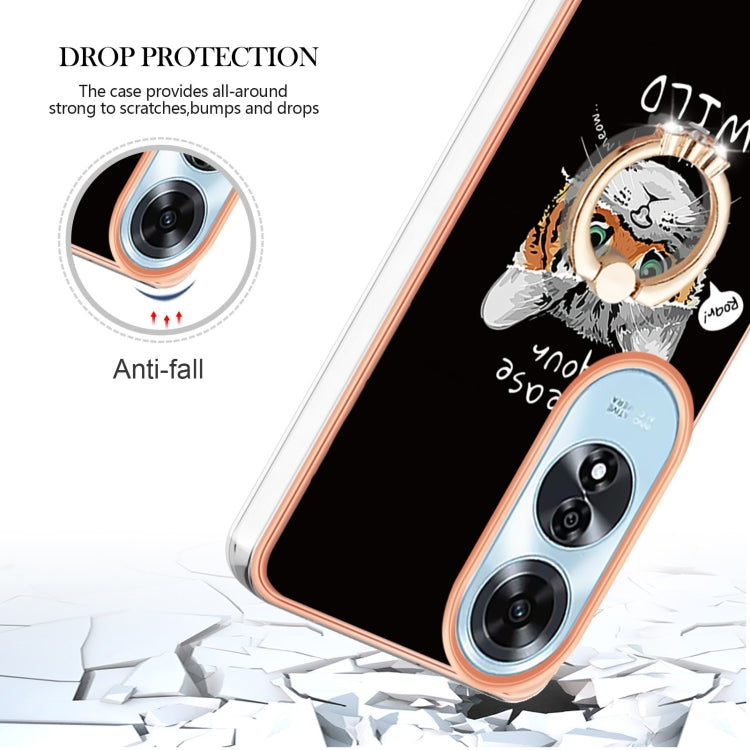 For OPPO A60 Electroplating Dual-side IMD Phone Case with Ring Holder