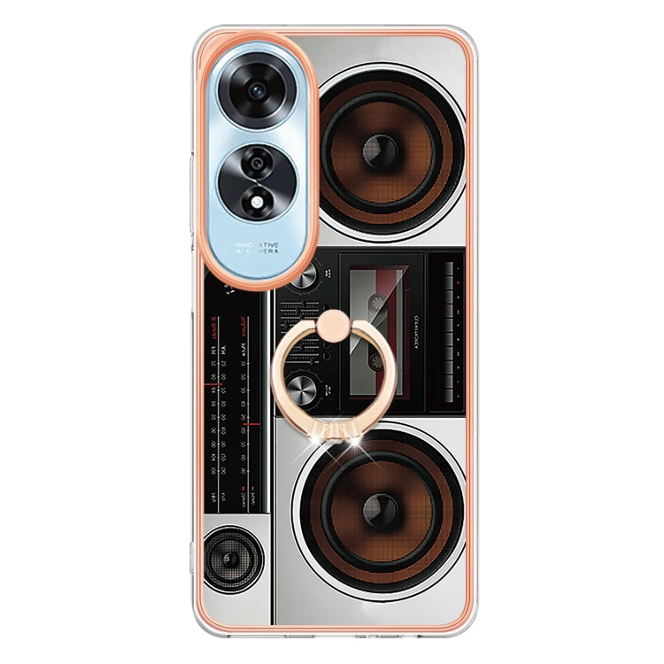 For OPPO A60 Electroplating Dual-side IMD Phone Case with Ring Holder