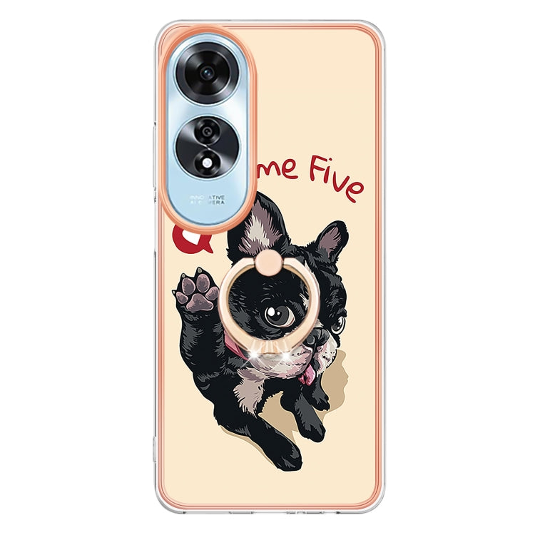 For OPPO A60 Electroplating Dual-side IMD Phone Case with Ring Holder