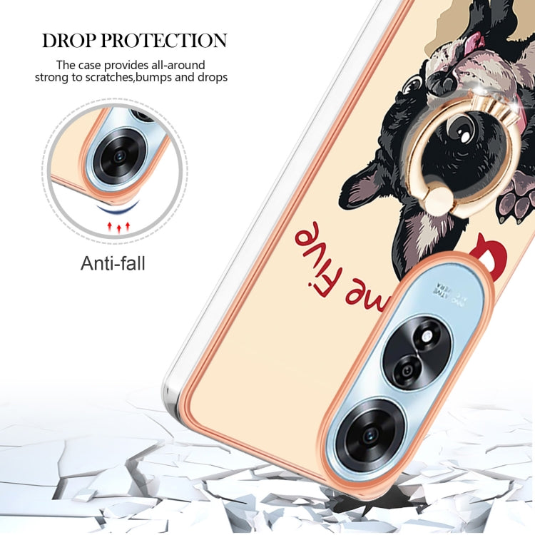 For OPPO A60 Electroplating Dual-side IMD Phone Case with Ring Holder