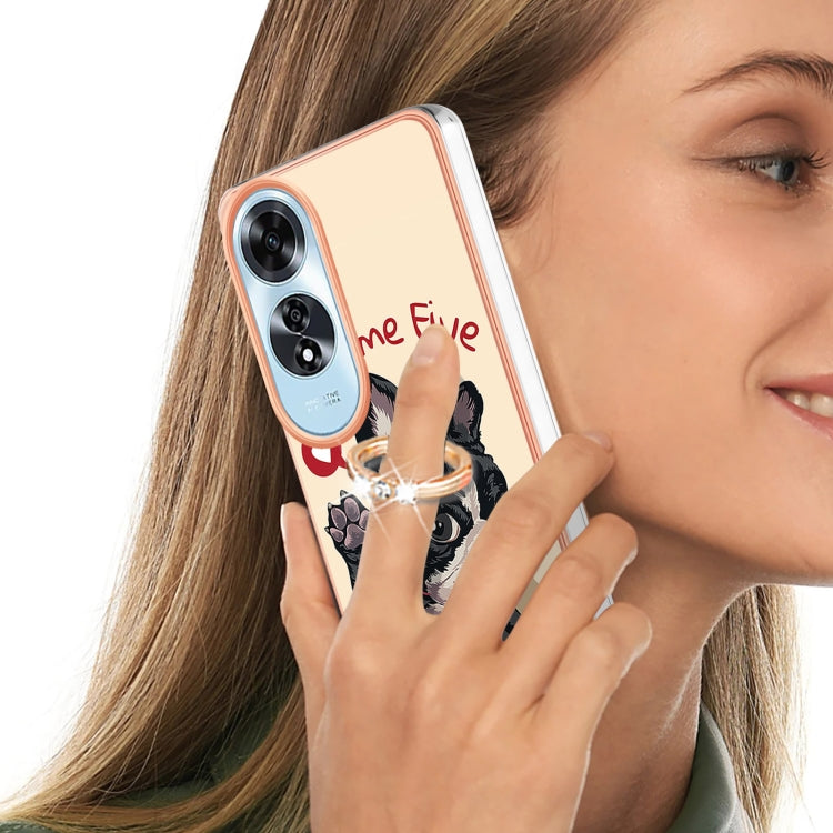 For OPPO A60 Electroplating Dual-side IMD Phone Case with Ring Holder