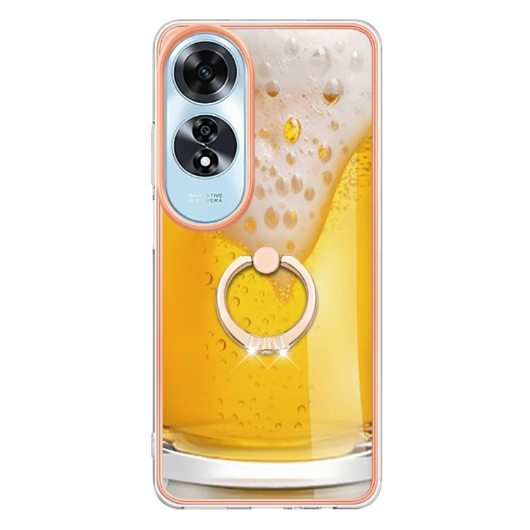 For OPPO A60 Electroplating Dual-side IMD Phone Case with Ring Holder