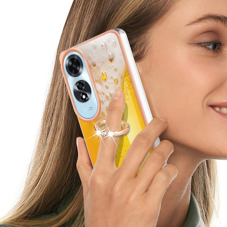 For OPPO A60 Electroplating Dual-side IMD Phone Case with Ring Holder