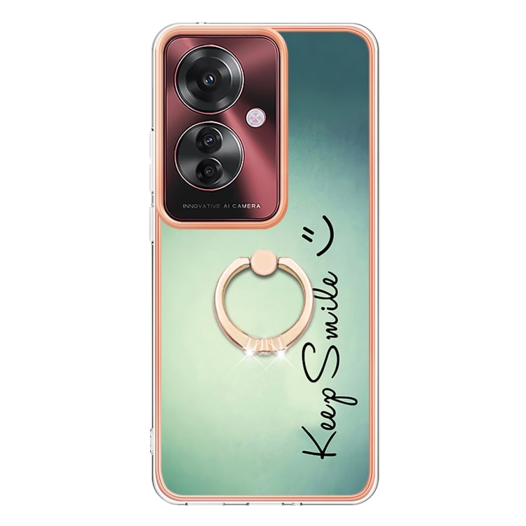 For OPPO Reno11 F 5G Global Electroplating Dual-side IMD Phone Case with Ring Holder