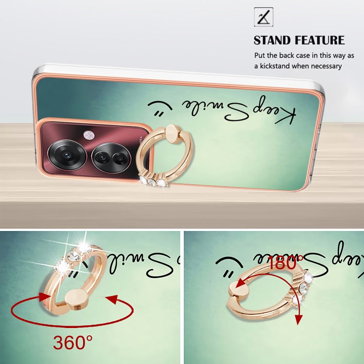 For OPPO Reno11 F 5G Global Electroplating Dual-side IMD Phone Case with Ring Holder