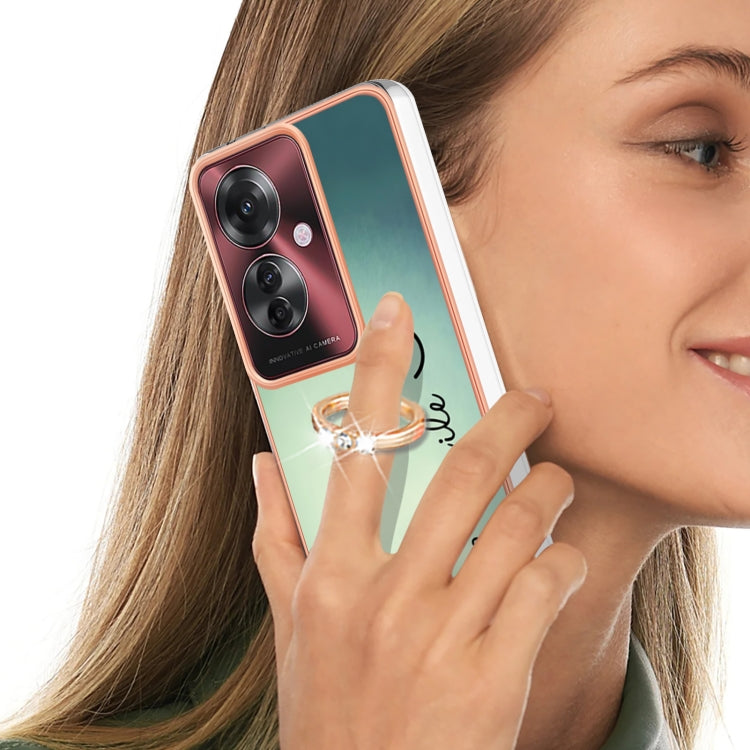 For OPPO Reno11 F 5G Global Electroplating Dual-side IMD Phone Case with Ring Holder