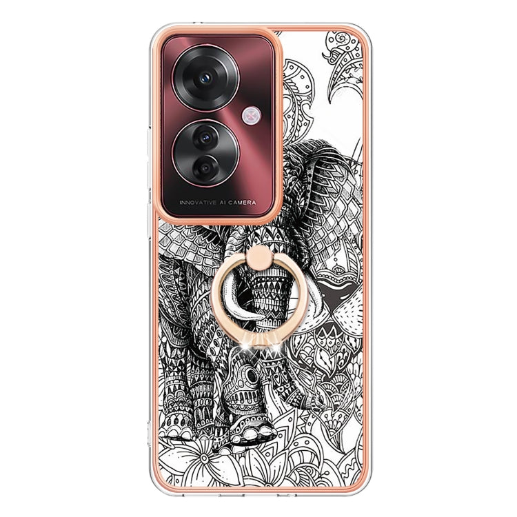 For OPPO Reno11 F 5G Global Electroplating Dual-side IMD Phone Case with Ring Holder