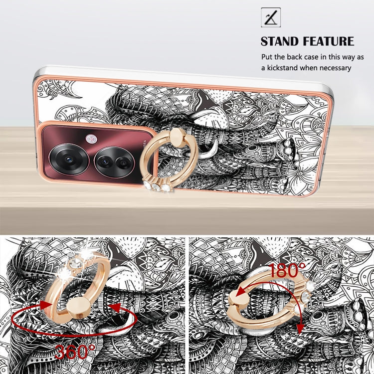 For OPPO Reno11 F 5G Global Electroplating Dual-side IMD Phone Case with Ring Holder