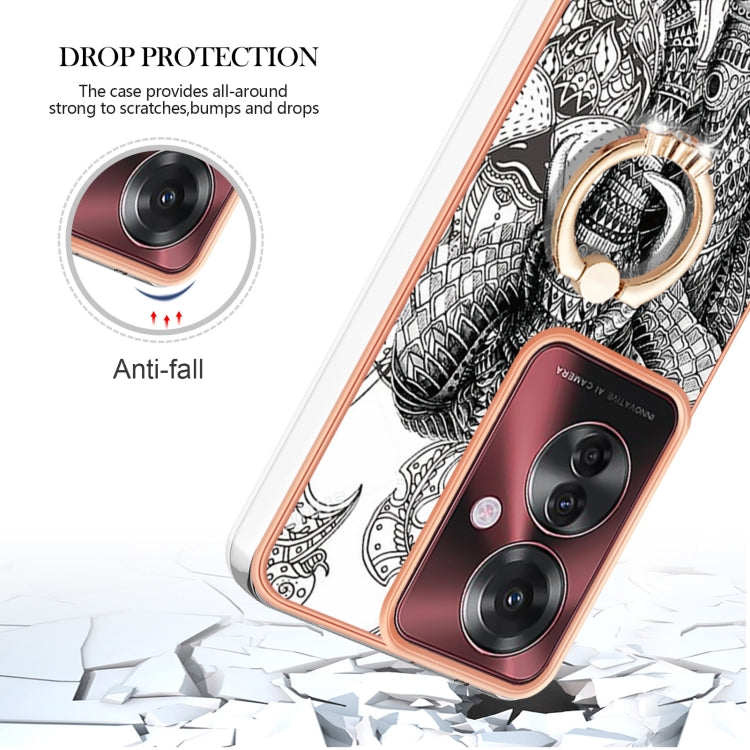 For OPPO Reno11 F 5G Global Electroplating Dual-side IMD Phone Case with Ring Holder