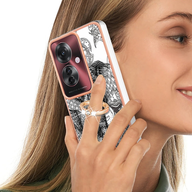 For OPPO Reno11 F 5G Global Electroplating Dual-side IMD Phone Case with Ring Holder