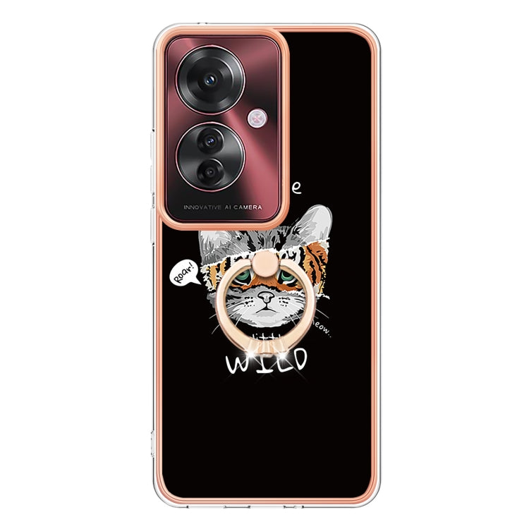For OPPO Reno11 F 5G Global Electroplating Dual-side IMD Phone Case with Ring Holder