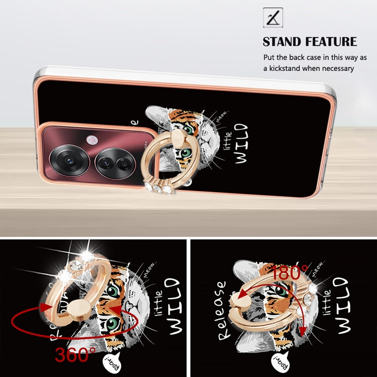 For OPPO Reno11 F 5G Global Electroplating Dual-side IMD Phone Case with Ring Holder
