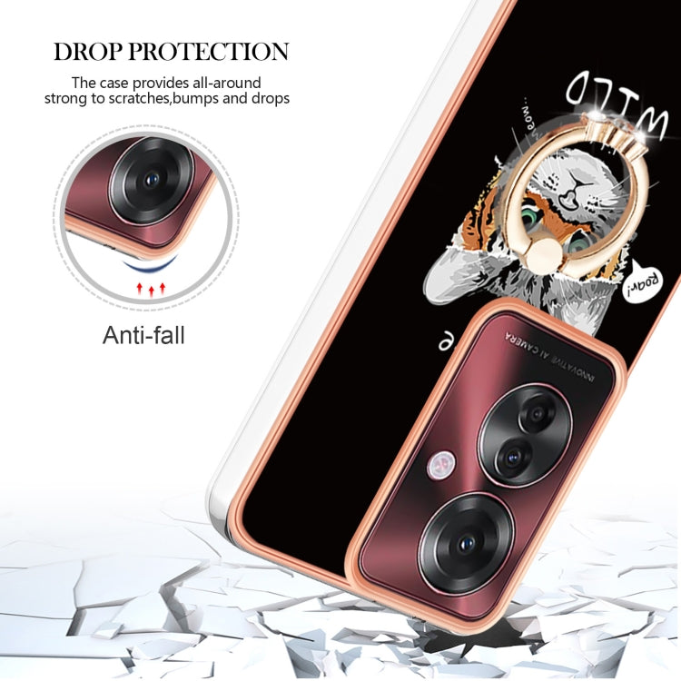 For OPPO Reno11 F 5G Global Electroplating Dual-side IMD Phone Case with Ring Holder