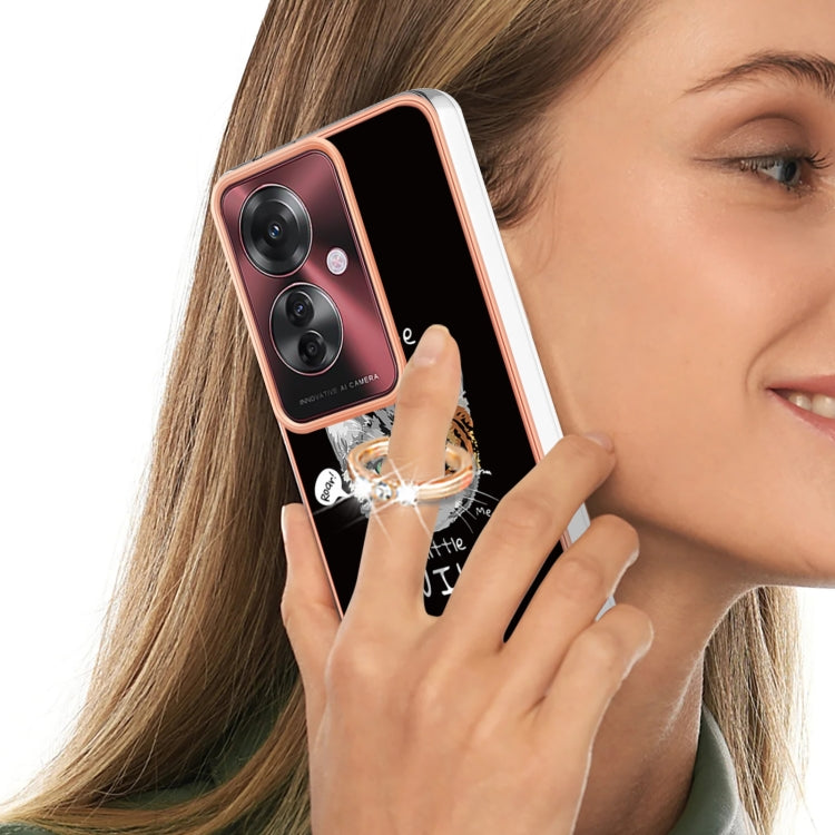For OPPO Reno11 F 5G Global Electroplating Dual-side IMD Phone Case with Ring Holder