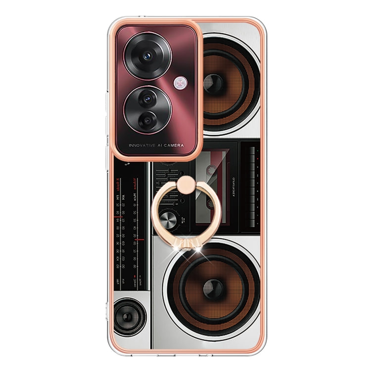 For OPPO Reno11 F 5G Global Electroplating Dual-side IMD Phone Case with Ring Holder